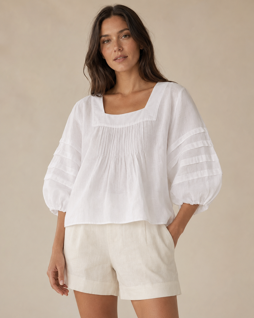 Vallettina Blouse- Natural Linen