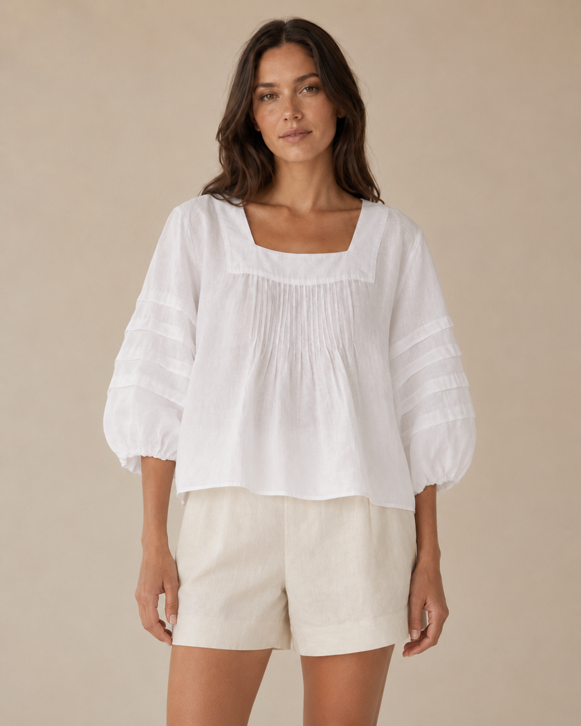 Vallettina Blouse- Natural Linen
