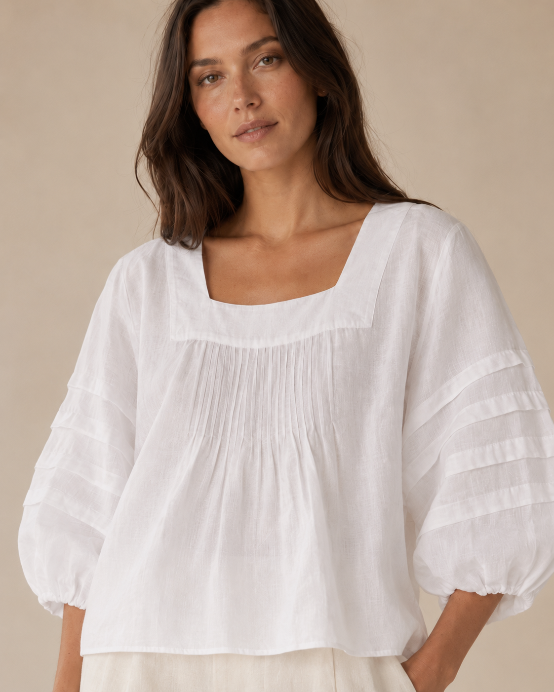 Vallettina Blouse- Natural Linen