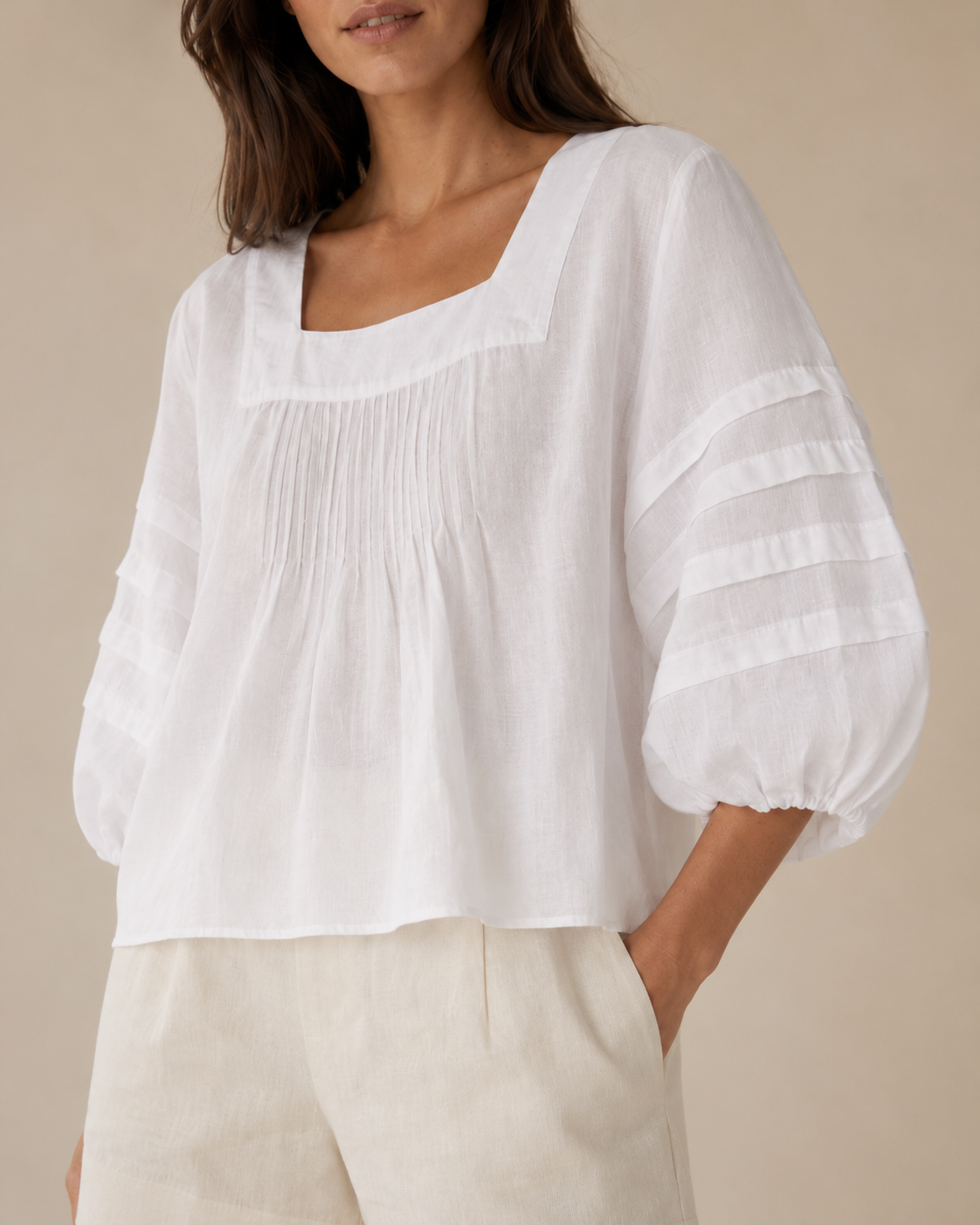 Vallettina Blouse- Natural Linen