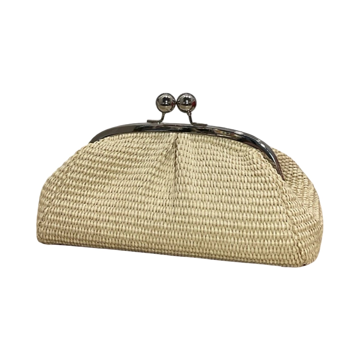 Leather and raffia bag with Meloro clasp.