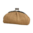 Leather and raffia bag with Meloro clasp.