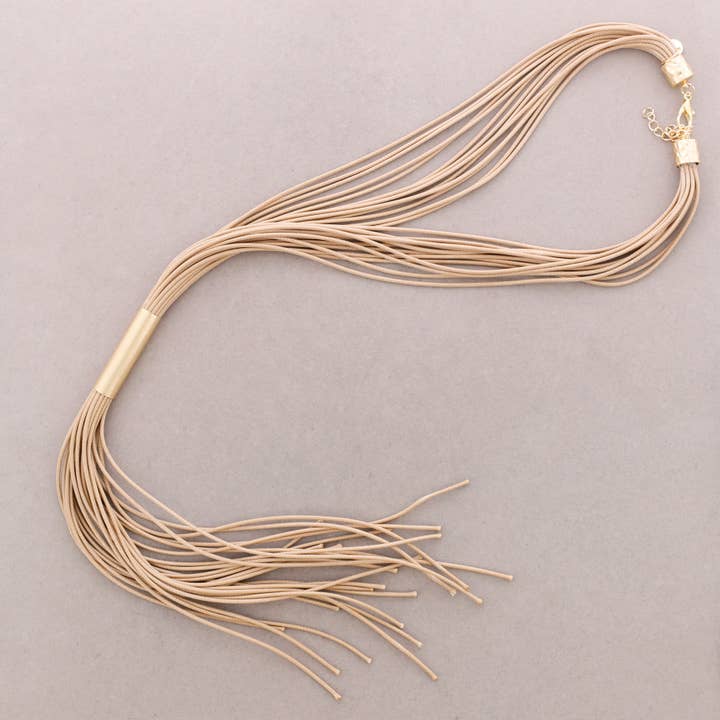 Adjustable Leather Necklace with Metal Beads