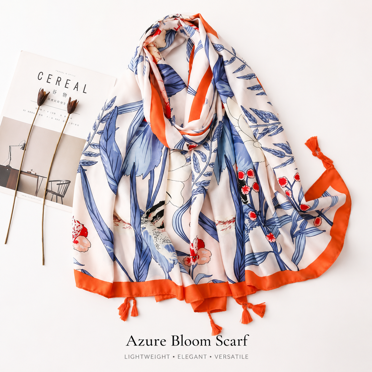 Vera May cotton scarf - Azur Bloom Scarf