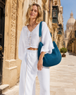 Soft Suede Bag in Jeans Blue