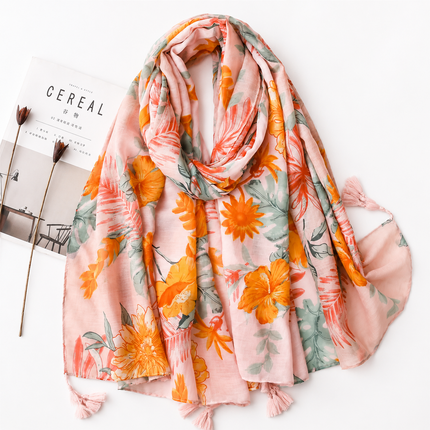 Vera May cotton scarf - Sunset Floral Scarf