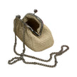 Leather and raffia bag with Meloro clasp.