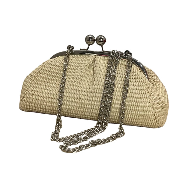 Leather and raffia bag with Meloro clasp.
