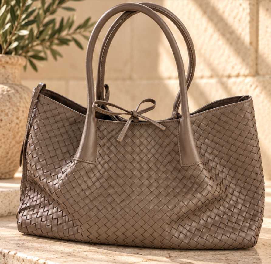 Luna Intreccio Leather Tote