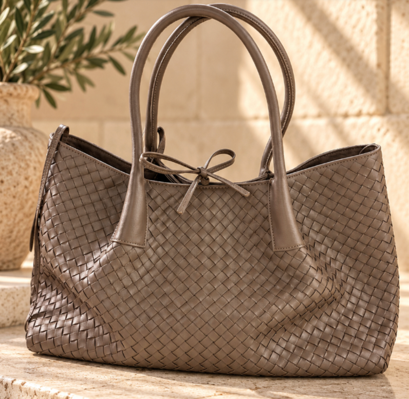 Luna Intreccio Leather Tote