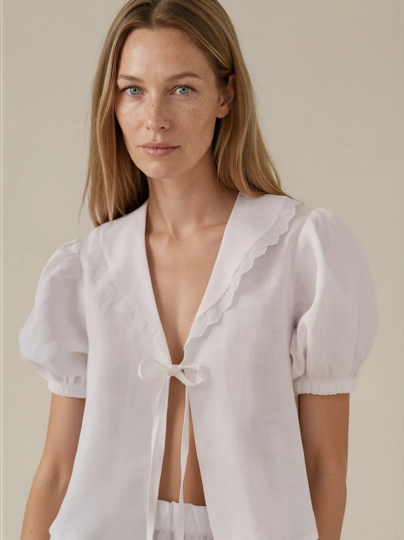 Aurelie | Natural Linen Blouse