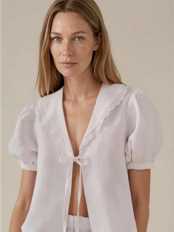 Aurelie | Natural Linen Blouse