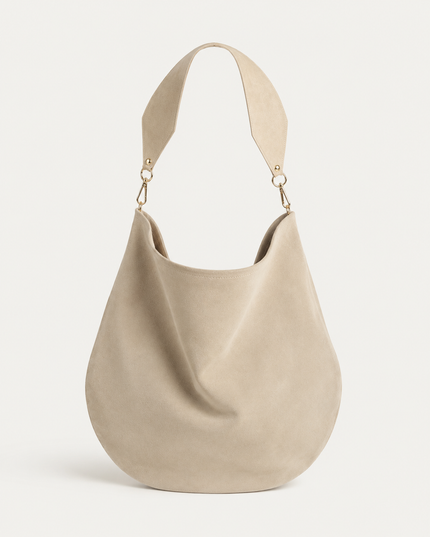 Soft Suede Bag in Beige