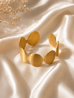 Ellipse Form Brushed Gold Bangle Bracelet