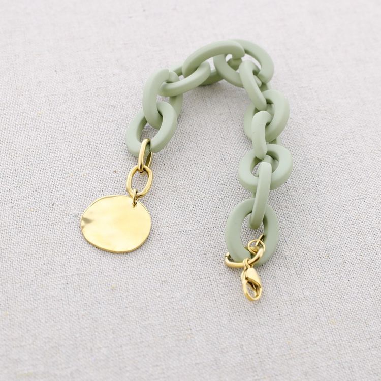 Resin Link Bracelet with Steel Pendant