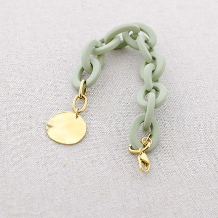 Resin Link Bracelet with Steel Pendant