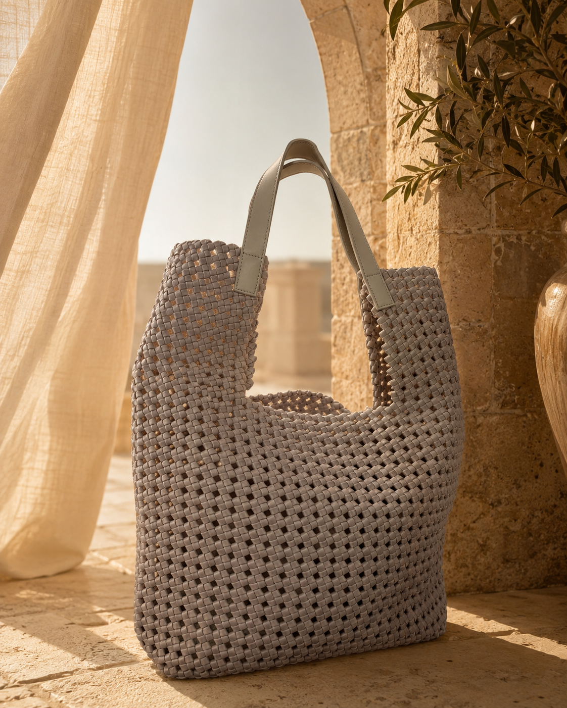 Portofino Pearl | Hand Woven Real Leather Bag