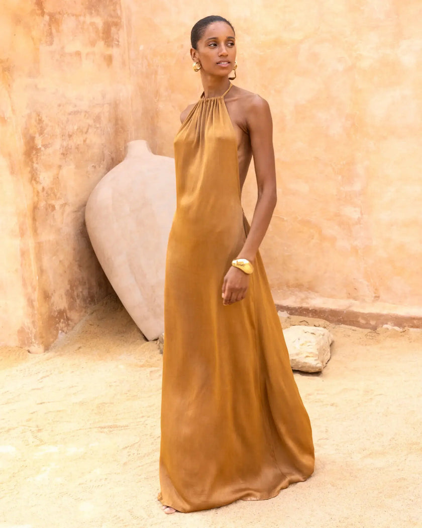 Sahara Sunset - EcoVero Halter Dress - New Arrival