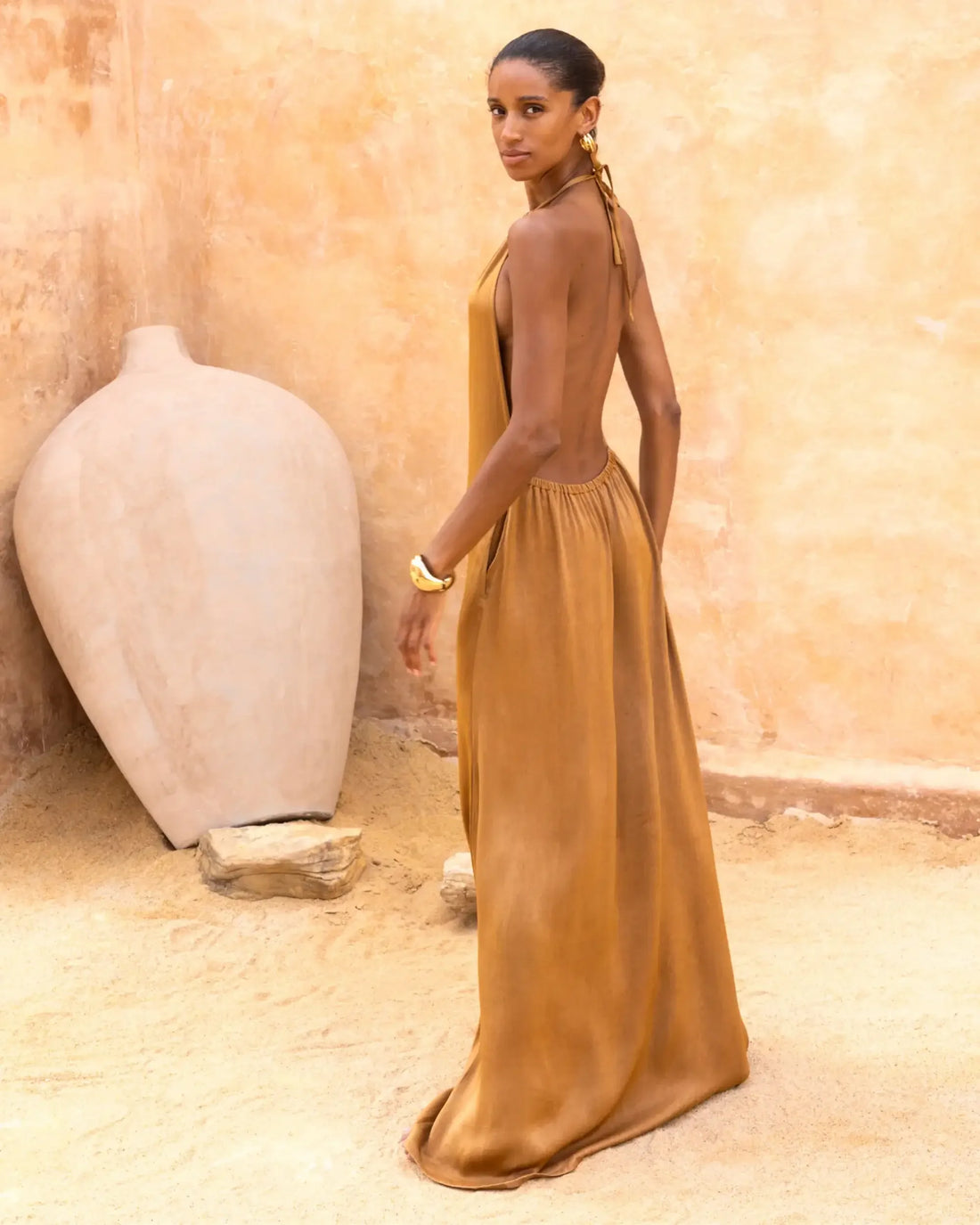 Sahara Sunset - EcoVero Halter Dress - New Arrival