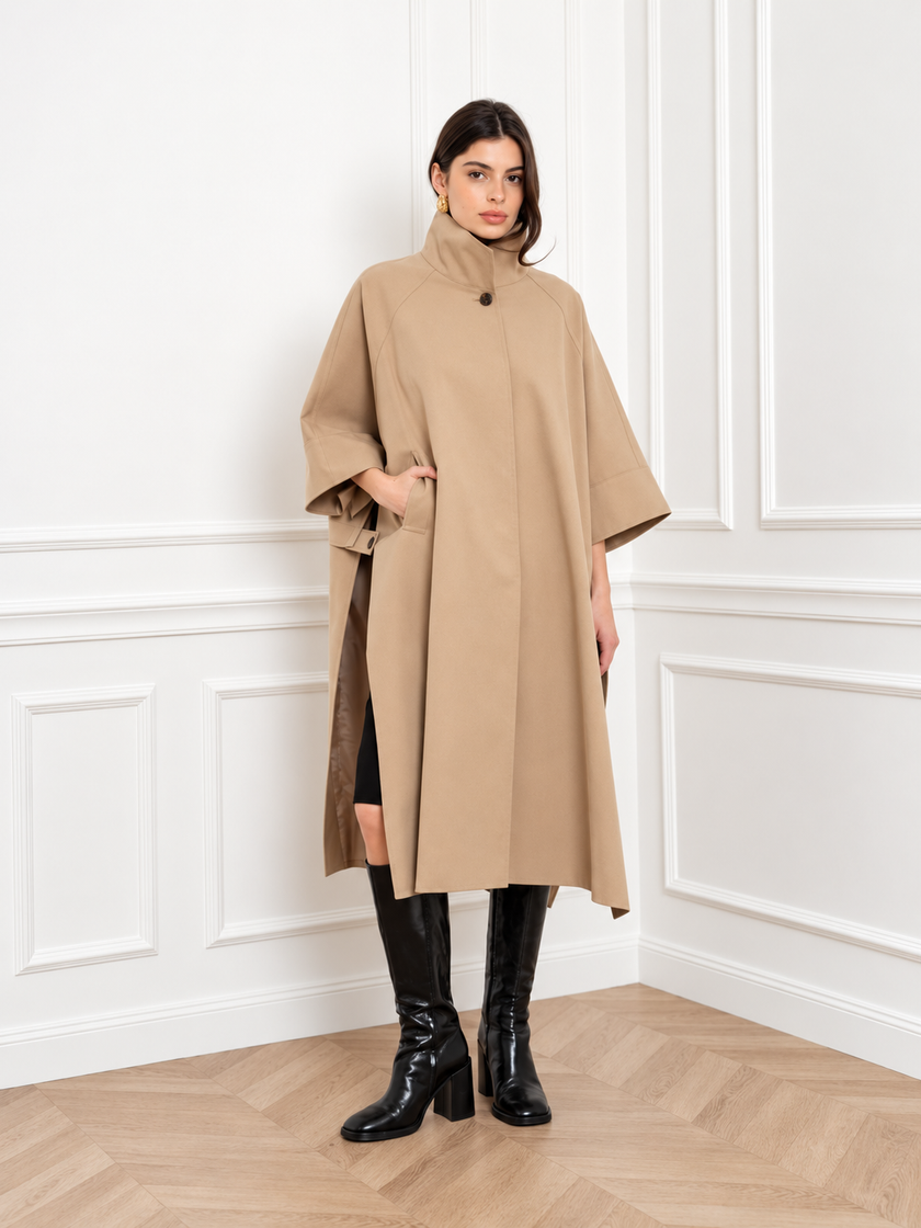 Élodie Beige Sable | Cape Coat