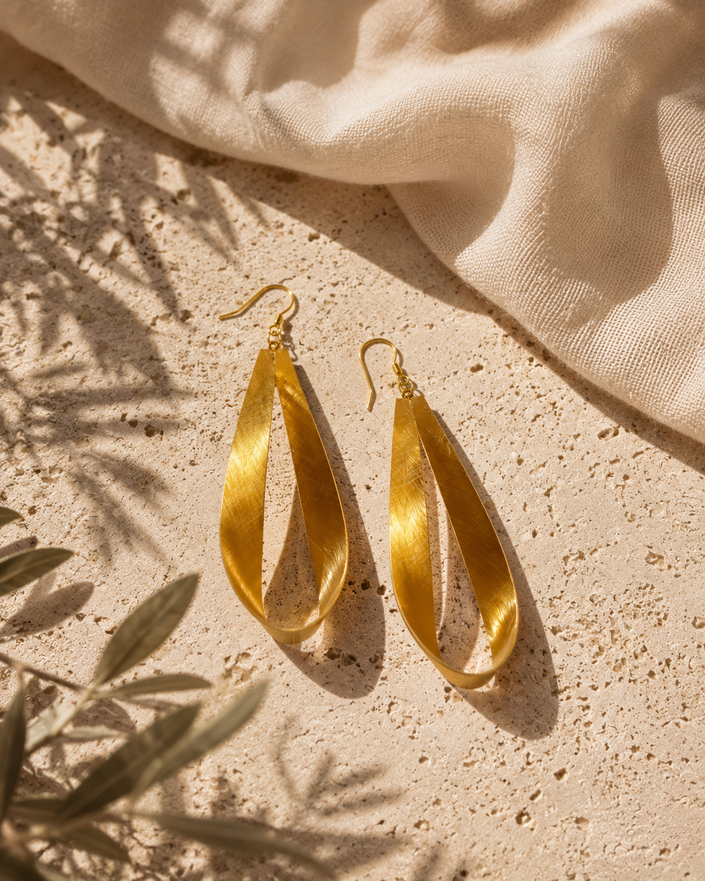 Salvo | Brushed Gold Stainless Steel Dangle Earrings