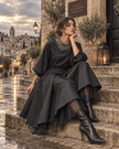 Pioggia Noir | Waterproof Midi Skirt