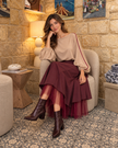 Pioggia Prune | Waterproof Midi Skirt