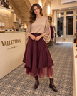 Pioggia Prune | Waterproof Midi Skirt