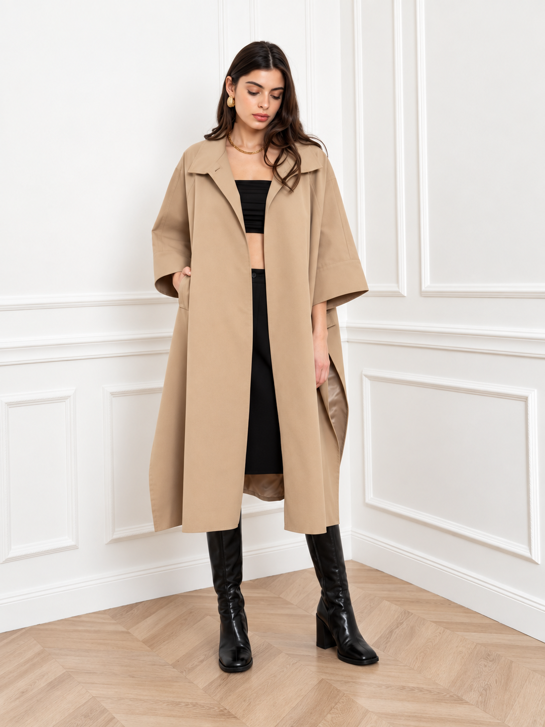 Élodie Beige Sable | Cape Coat