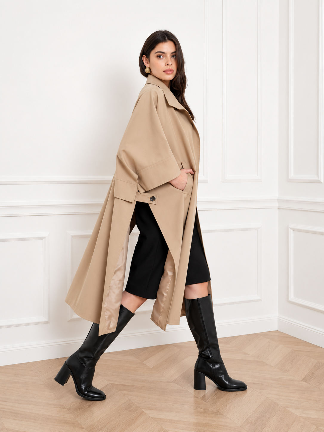 Élodie Beige Sable | Cape Coat