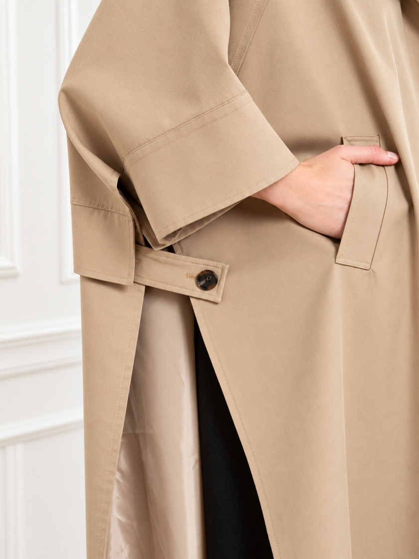 Élodie Beige Sable | Cape Coat