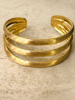 Triple Line Brushed Gold Bangle Bracelet