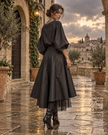 Pioggia Noir | Waterproof Midi Skirt