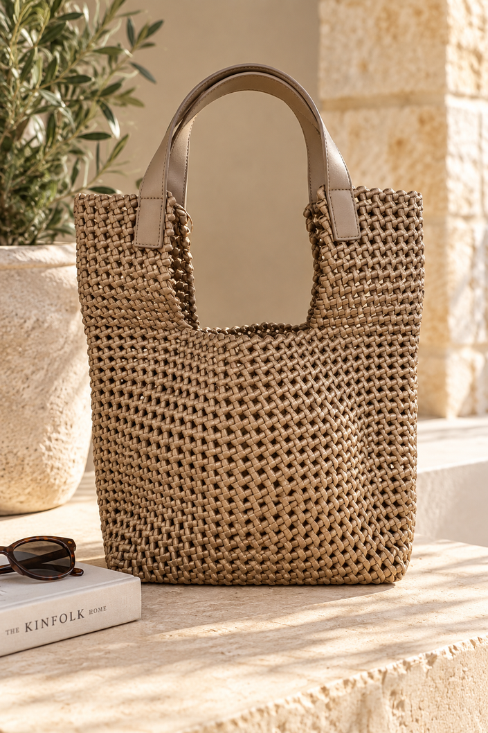 Portofino Sand | Hand Woven Real Leather Bag