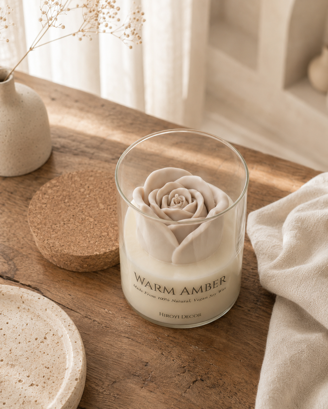 Warm Amber Rose | Vegan Scented Candle