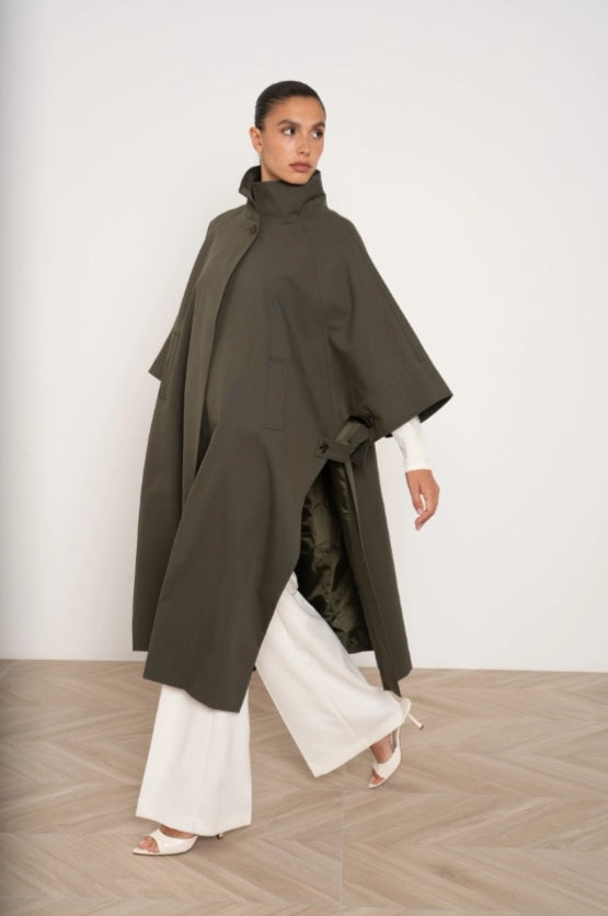Élodie Kaki Foncé | Cape Coat