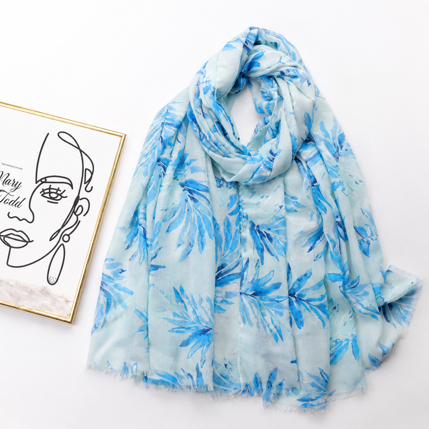 Vera May cotton scarf - Blue Soft Flower
